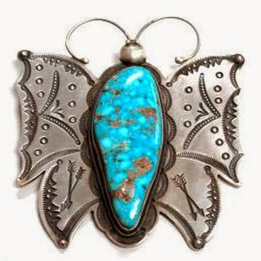 Kingman Turquoise butterfly pin